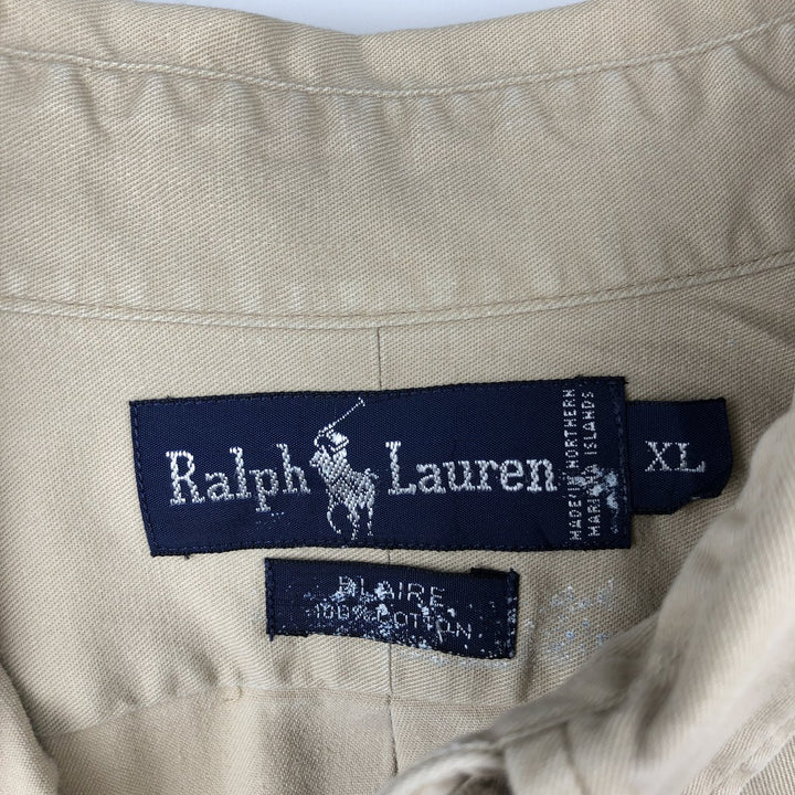 Ralph Lauren BLAIRE long sleeve button down shirt, men's XL size cotton Beige type Vintage Second Hand