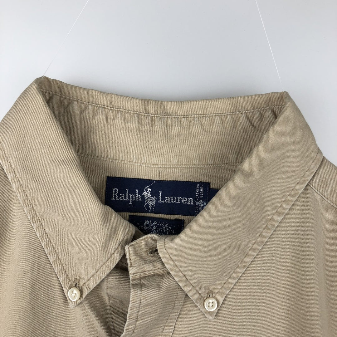 Ralph Lauren BLAIRE long sleeve button down shirt, men's XL size cotton Beige type Vintage Second Hand