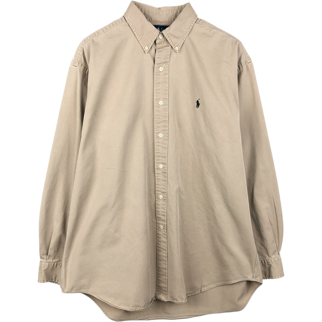 Ralph Lauren BLAKE long sleeve button down shirt, men's size L cotton Beige type Vintage Second Hand