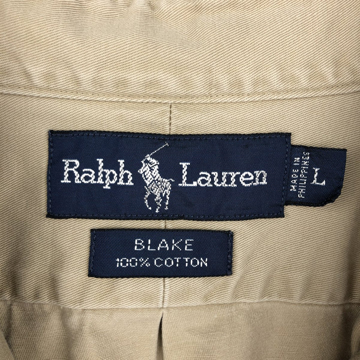 Ralph Lauren BLAKE long sleeve button down shirt, men's size L cotton Beige type Vintage Second Hand