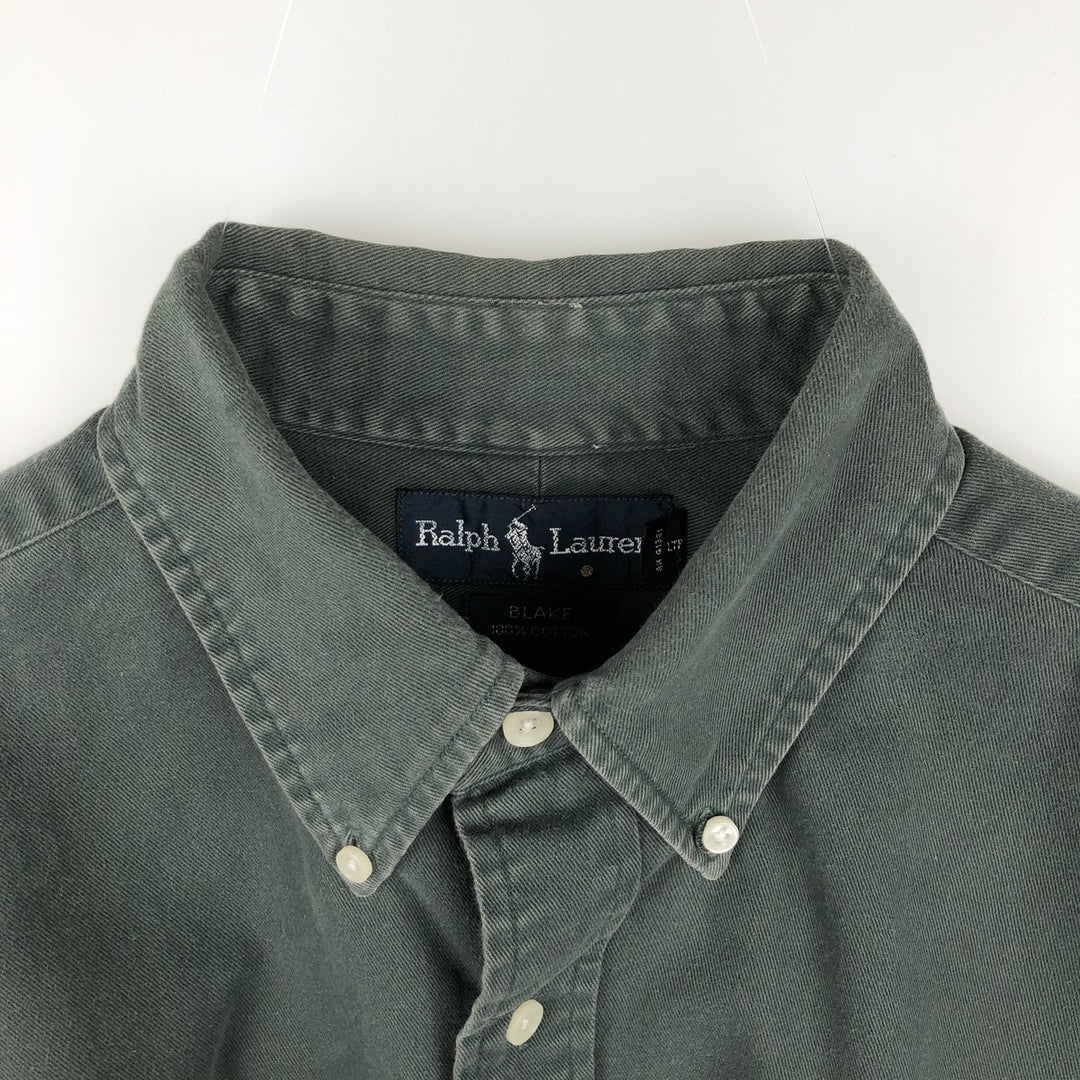 Ralph Lauren BLAKE long sleeve button down shirt, men's size M cotton Charcoal Vintage Second Hand