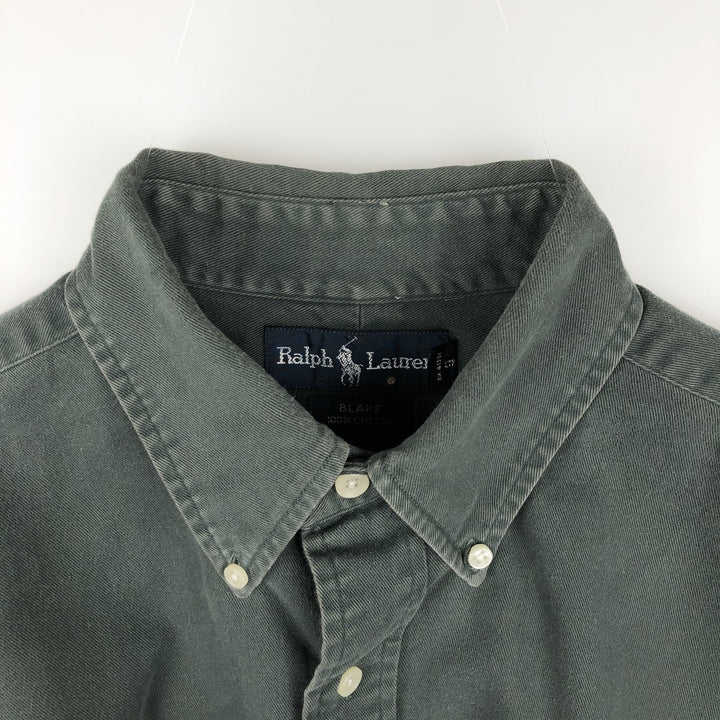 Ralph Lauren BLAKE long sleeve button down shirt, men's size M cotton Charcoal Vintage Second Hand