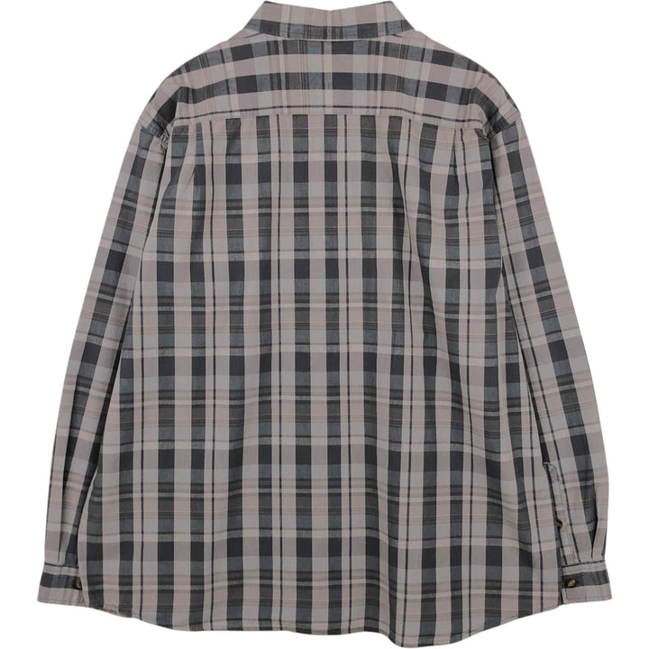 Carhartt Relaxed Fit Check Pattern Long Sleeve Button Down Work Shirt, Men's XXL cotton gray type Vintage Second Hand