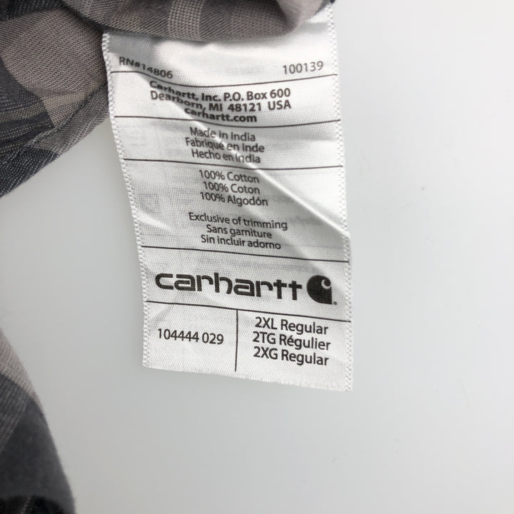 Carhartt Relaxed Fit Check Pattern Long Sleeve Button Down Work Shirt, Men's XXL cotton gray type Vintage Second Hand