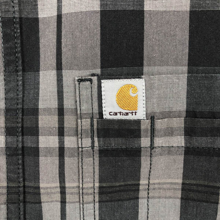 Carhartt Relaxed Fit Check Pattern Long Sleeve Button Down Work Shirt, Men's XXL cotton gray type Vintage Second Hand