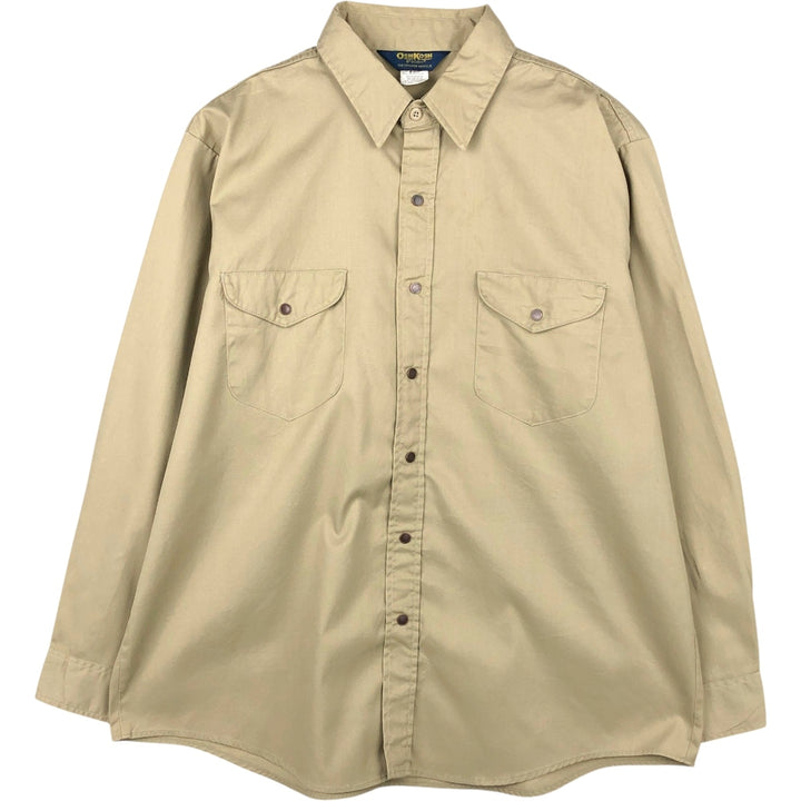 80s-90'S Osh Kosh B'GOSH Long-Sleeve Work Shirt, Men's Size XL (Equivalent), Vintage cotton Beige type Vintage Second Hand