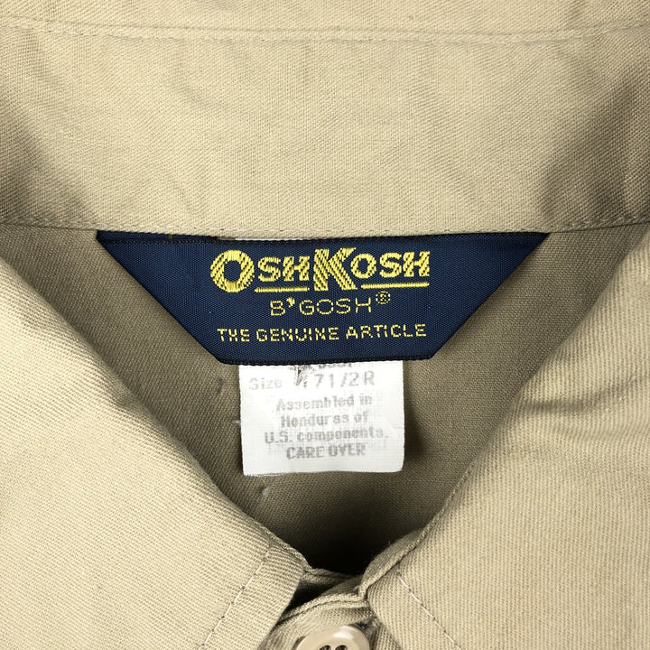 80s-90'S Osh Kosh B'GOSH Long-Sleeve Work Shirt, Men's Size XL (Equivalent), Vintage cotton Beige type Vintage Second Hand