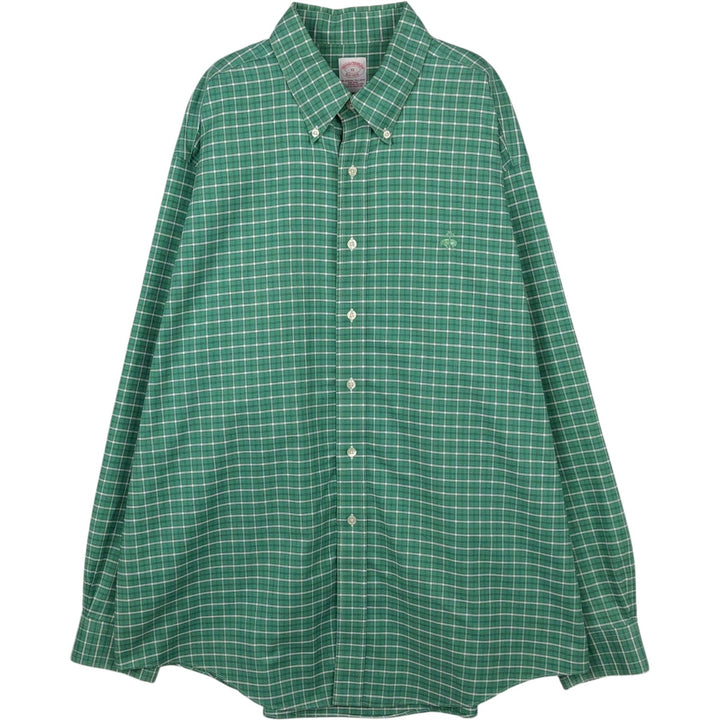 Brooks Brothers Est.1818 Long Sleeve Button-Down Check Shirt, Men's XL Supima Cotton green type Vintage Second Hand
