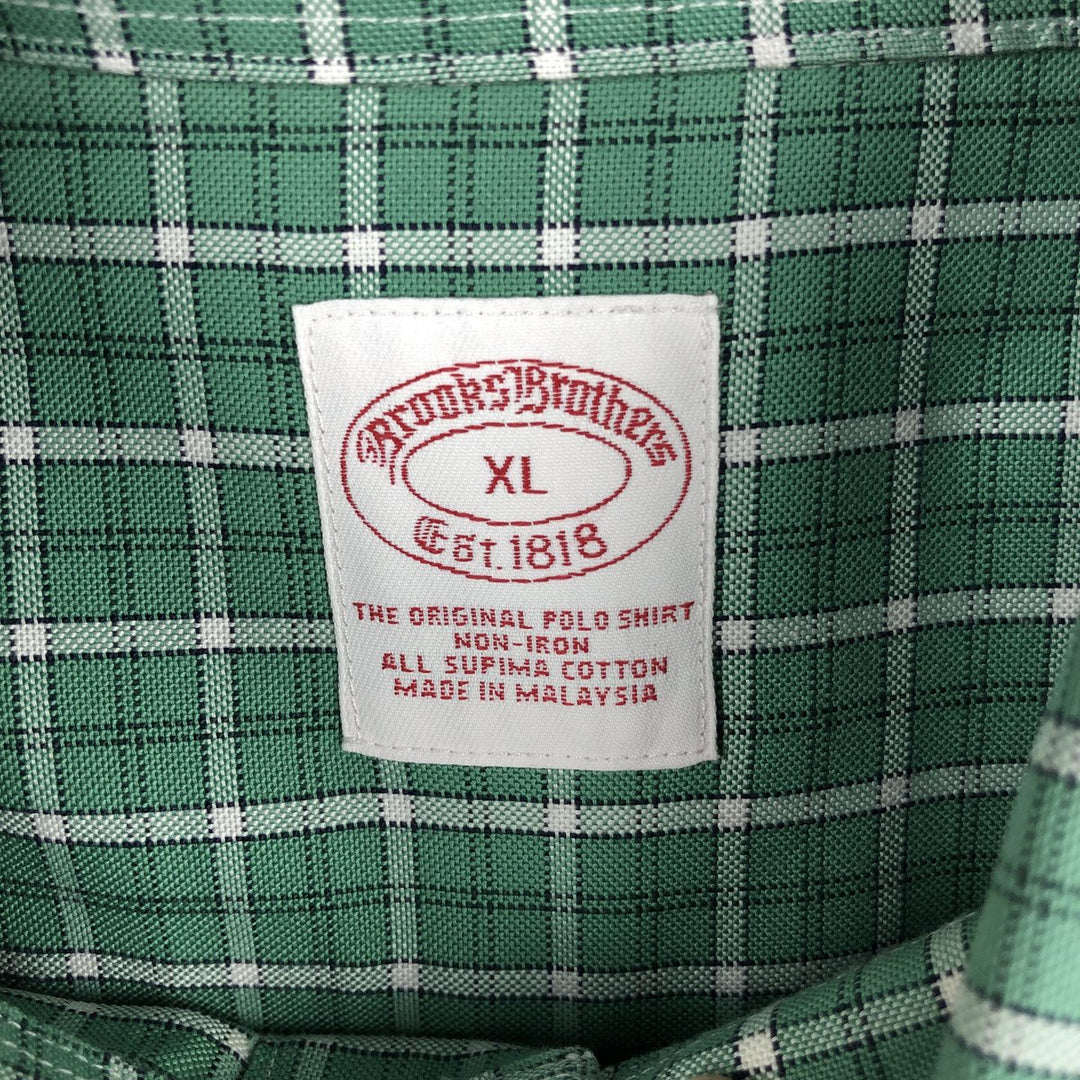 Brooks Brothers Est.1818 Long Sleeve Button-Down Check Shirt, Men's XL Supima Cotton green type Vintage Second Hand
