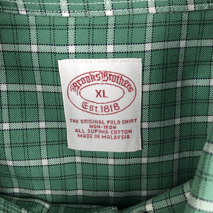 Brooks Brothers Est.1818 Long Sleeve Button-Down Check Shirt, Men's XL Supima Cotton green type Vintage Second Hand