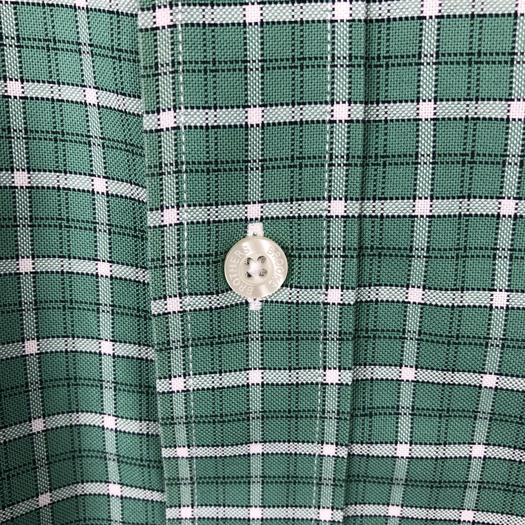 Brooks Brothers Est.1818 Long Sleeve Button-Down Check Shirt, Men's XL Supima Cotton green type Vintage Second Hand