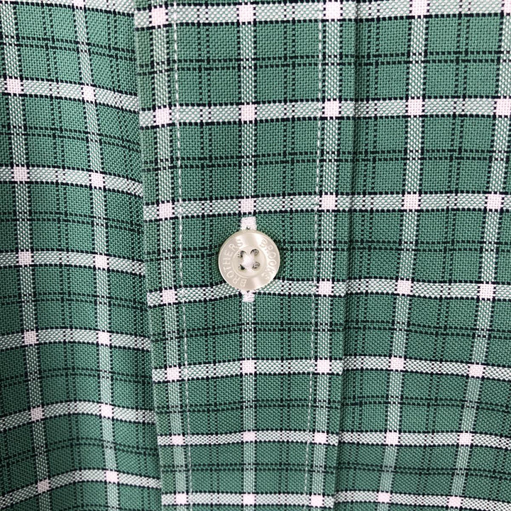 Brooks Brothers Est.1818 Long Sleeve Button-Down Check Shirt, Men's XL Supima Cotton green type Vintage Second Hand