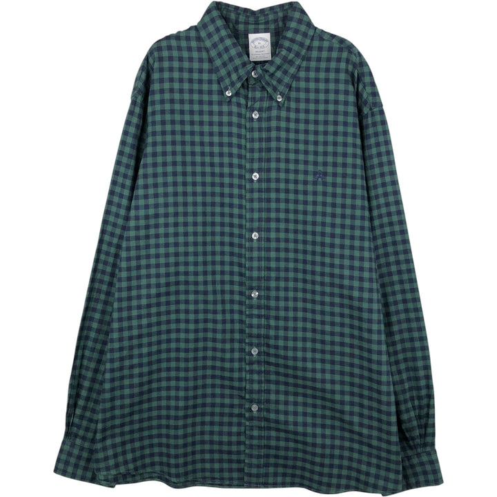 Brooks Brothers Est.1818 REGENT Gingham Check Long Sleeve Button-Down Check Shirt Men's XL cotton Green type dark green Vintage Second Hand