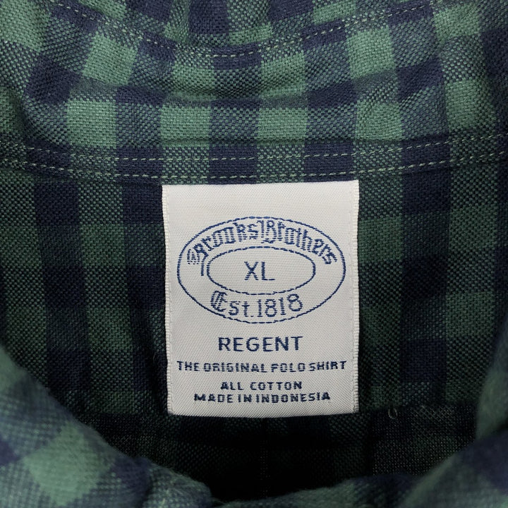 Brooks Brothers Est.1818 REGENT Gingham Check Long Sleeve Button-Down Check Shirt Men's XL cotton Green type dark green Vintage Second Hand