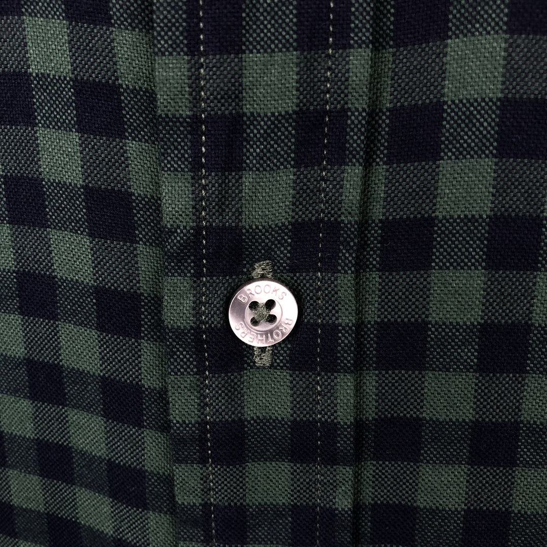 Brooks Brothers Est.1818 REGENT Gingham Check Long Sleeve Button-Down Check Shirt Men's XL cotton Green type dark green Vintage Second Hand