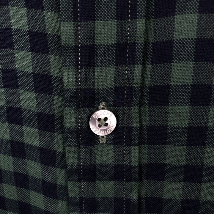 Brooks Brothers Est.1818 REGENT Gingham Check Long Sleeve Button-Down Check Shirt Men's XL cotton Green type dark green Vintage Second Hand