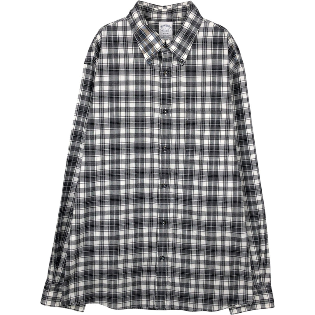 Brooks Brothers Est.1818 REGENT Long Sleeve Button-Down Check Shirt Men's XL cotton gray type Vintage Second Hand