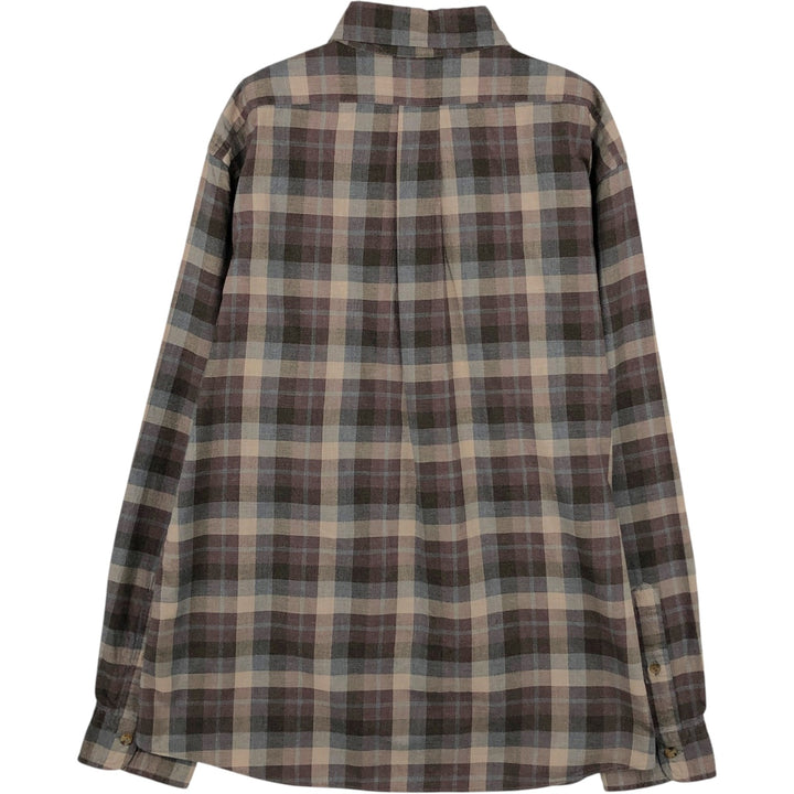 Brooks Brothers Est.1818 REGENT Long Sleeve Button-Down Check Shirt, Men's Size L cotton brown type Vintage Second Hand