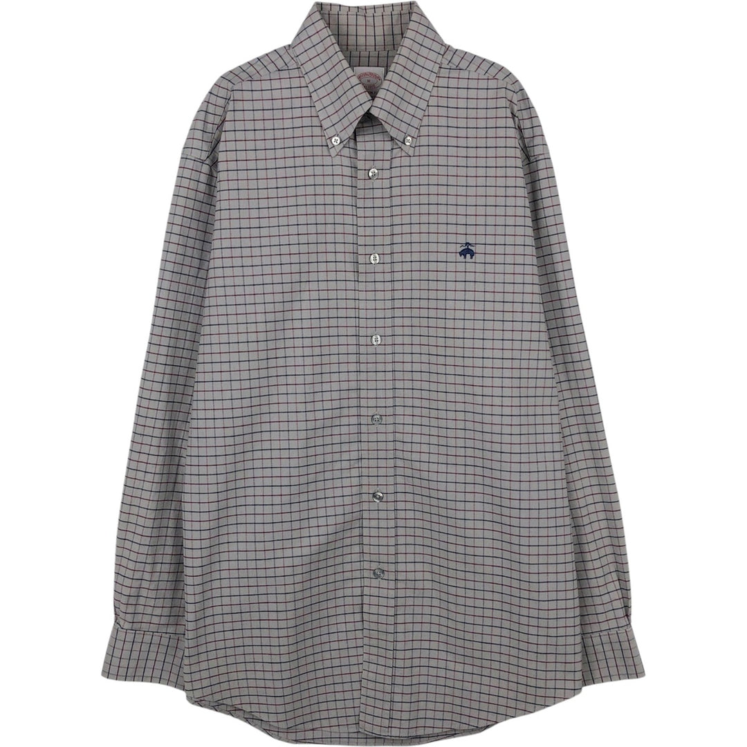 Brooks Brothers Est.1818 Madison Fit One-Point Long-Sleeve Button-Down Check Shirt, Men's Size M (approx.) cotton gray type Vintage Second Hand