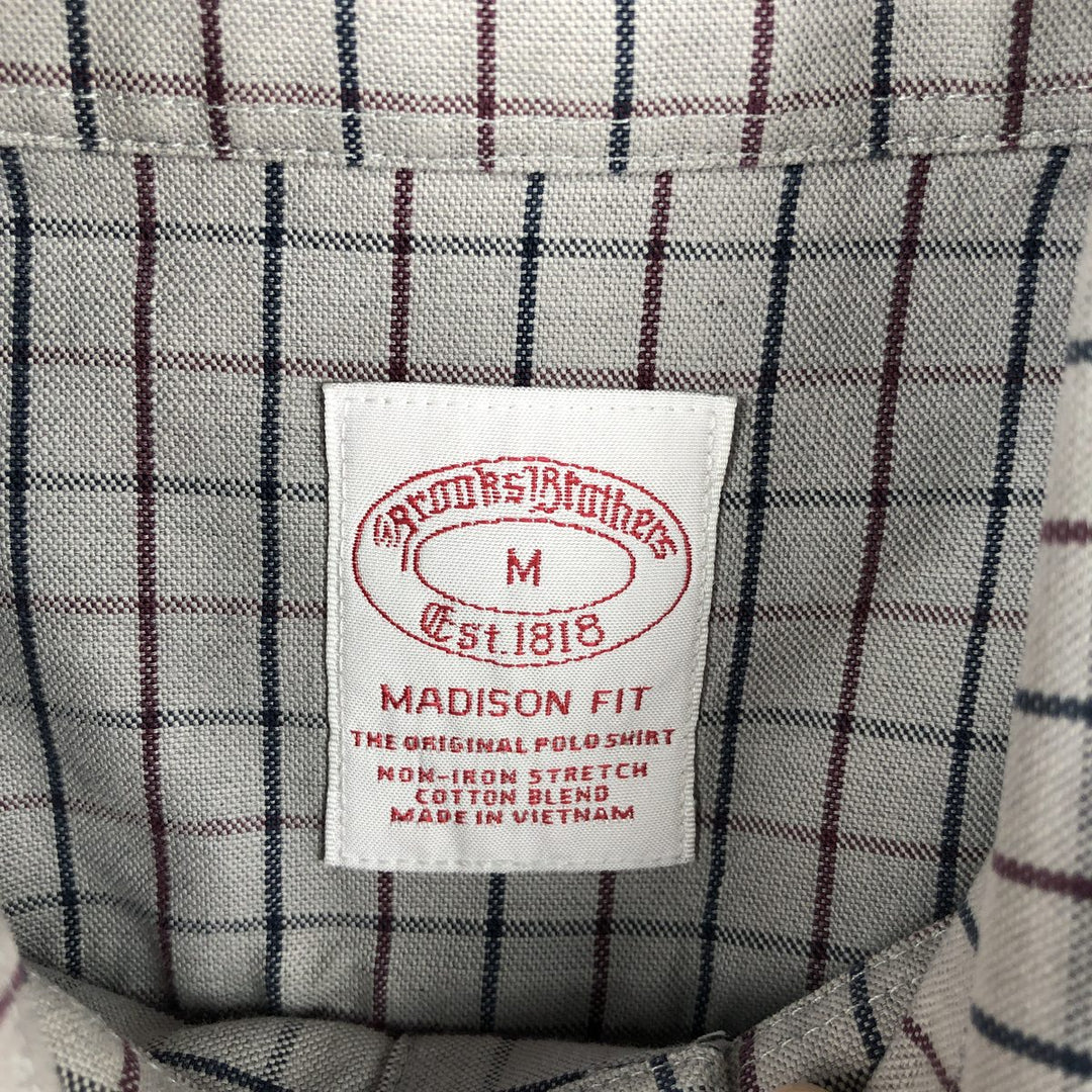 Brooks Brothers Est.1818 Madison Fit One-Point Long-Sleeve Button-Down Check Shirt, Men's Size M (approx.) cotton gray type Vintage Second Hand