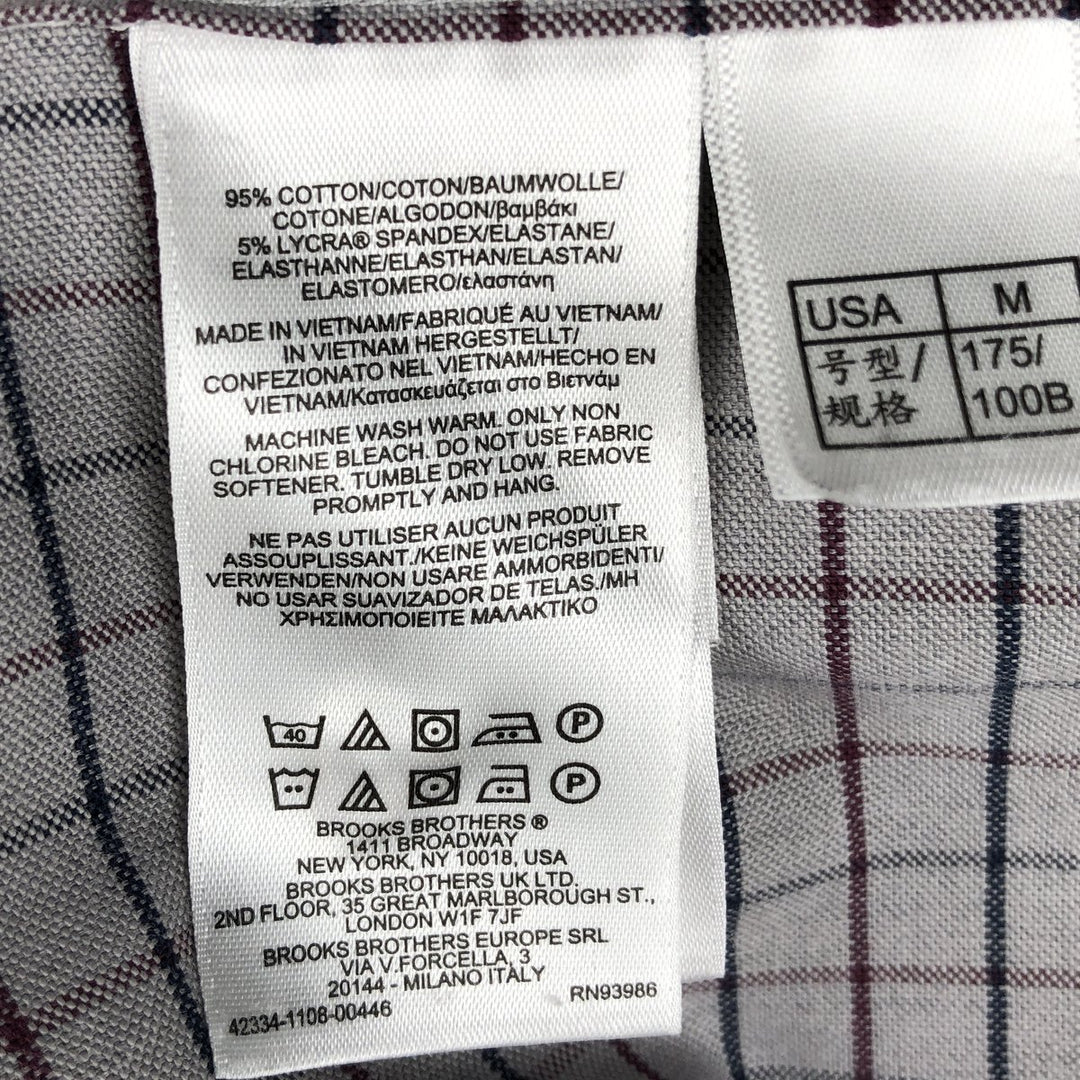 Brooks Brothers Est.1818 Madison Fit One-Point Long-Sleeve Button-Down Check Shirt, Men's Size M (approx.) cotton gray type Vintage Second Hand