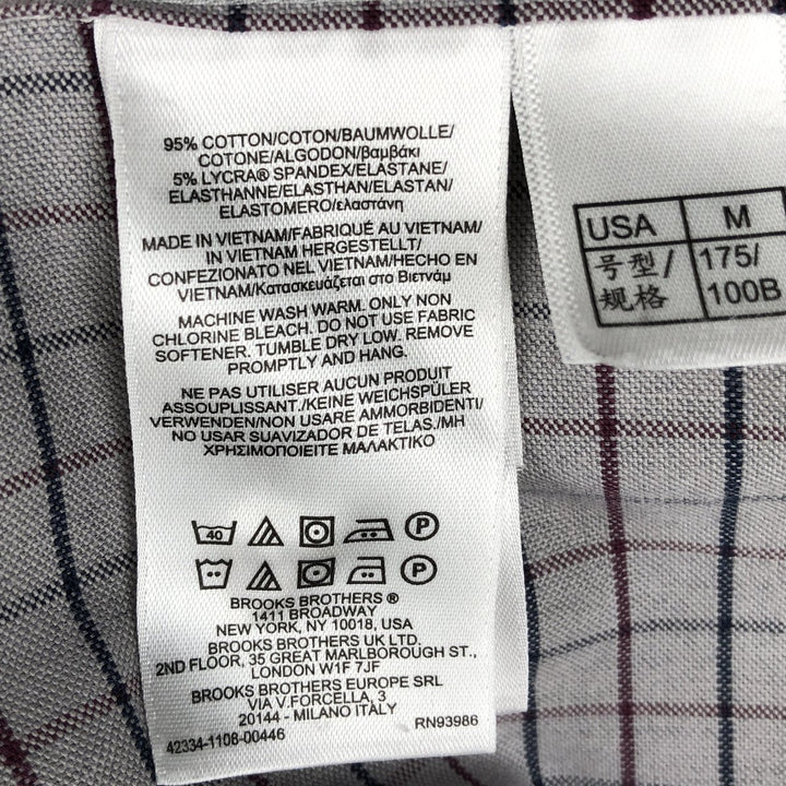 Brooks Brothers Est.1818 Madison Fit One-Point Long-Sleeve Button-Down Check Shirt, Men's Size M (approx.) cotton gray type Vintage Second Hand