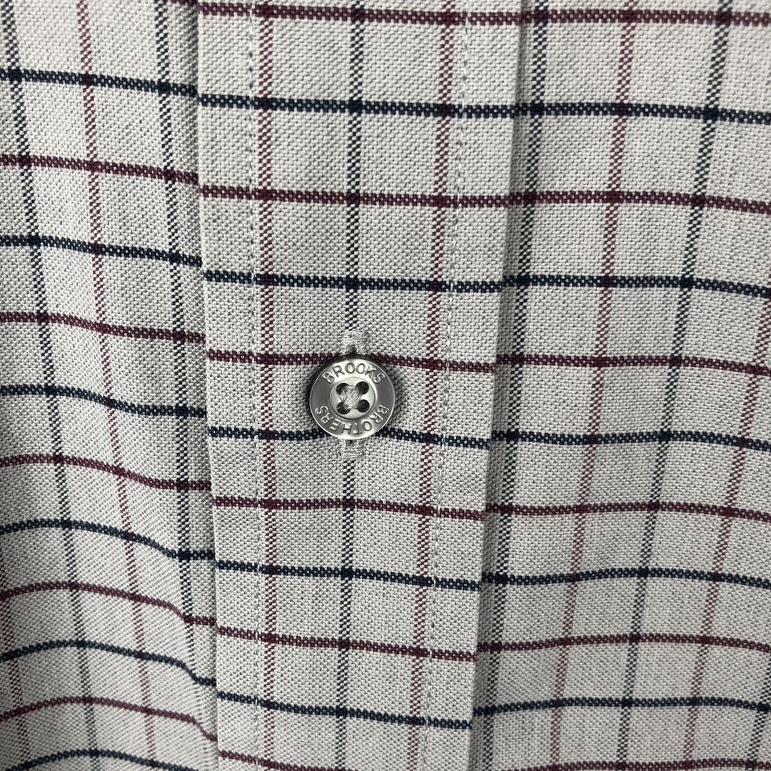 Brooks Brothers Est.1818 Madison Fit One-Point Long-Sleeve Button-Down Check Shirt, Men's Size M (approx.) cotton gray type Vintage Second Hand