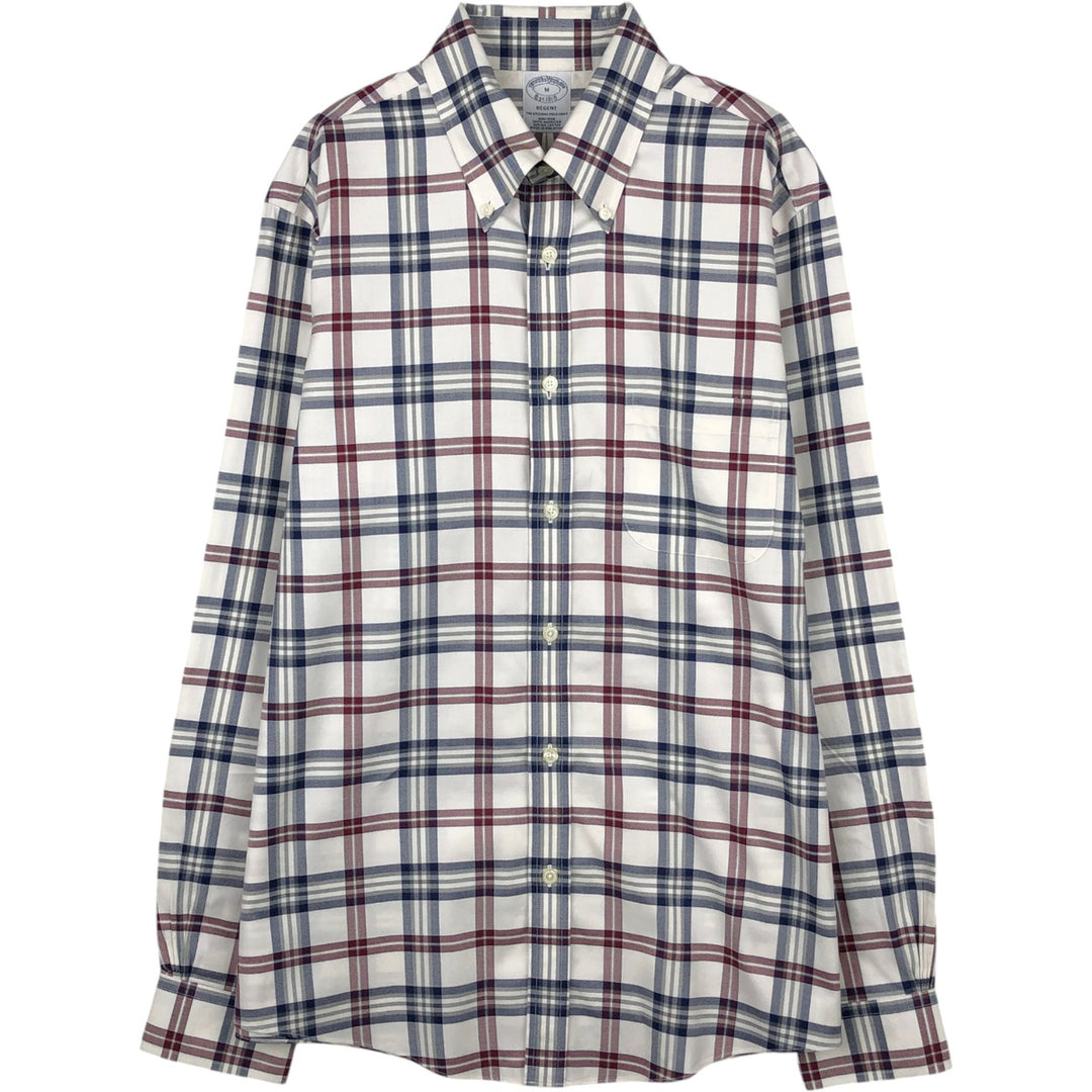 Brooks Brothers Est.1818 REGENT Long Sleeve Button-Down Check Shirt, Men's Size M Supima Cotton white type Vintage Second Hand