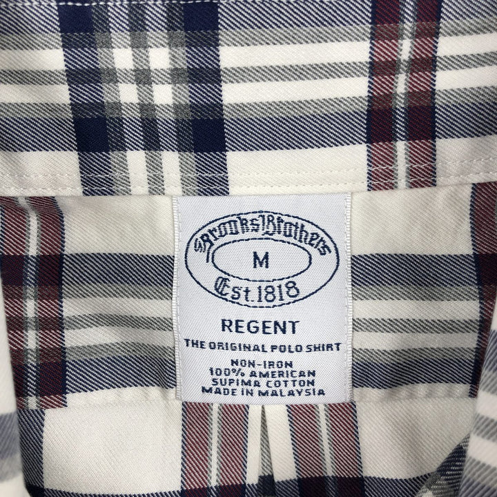 Brooks Brothers Est.1818 REGENT Long Sleeve Button-Down Check Shirt, Men's Size M Supima Cotton white type Vintage Second Hand