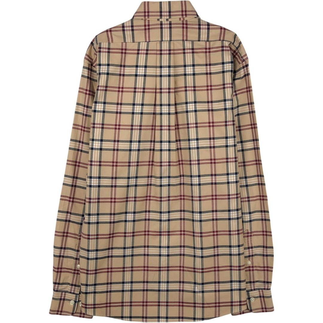 Brooks Brothers Est.1818 REGENT FIT Long-Sleeve Button-Down Check Shirt, Men's Size M (approx.) Supima Cotton Beige type Vintage Second Hand