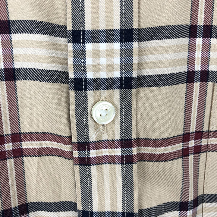 Brooks Brothers Est.1818 REGENT FIT Long-Sleeve Button-Down Check Shirt, Men's Size M (approx.) Supima Cotton Beige type Vintage Second Hand