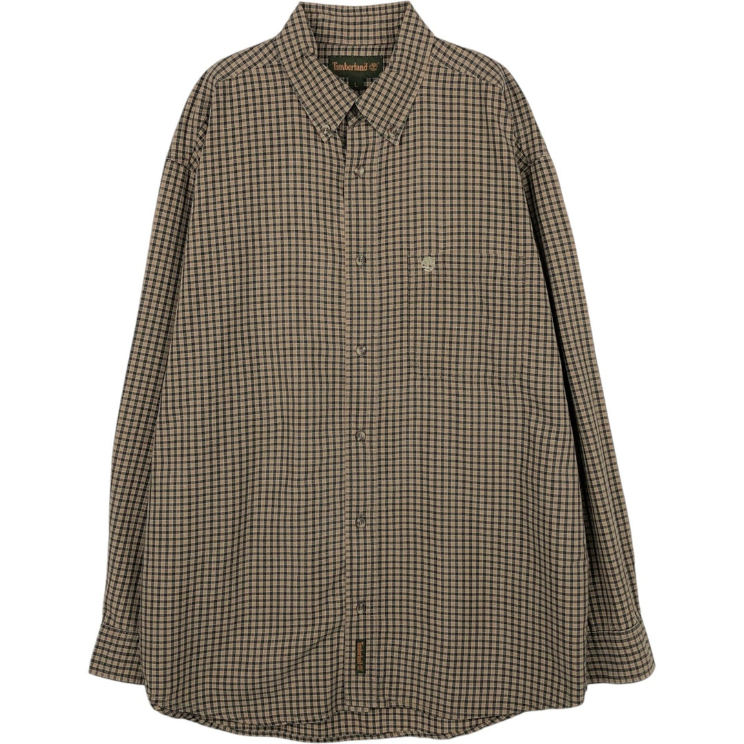 Vintage 90s-00'S Timberland long-sleeved button-down check shirt, men's size L Tencel brick settler Vintage Second Hand