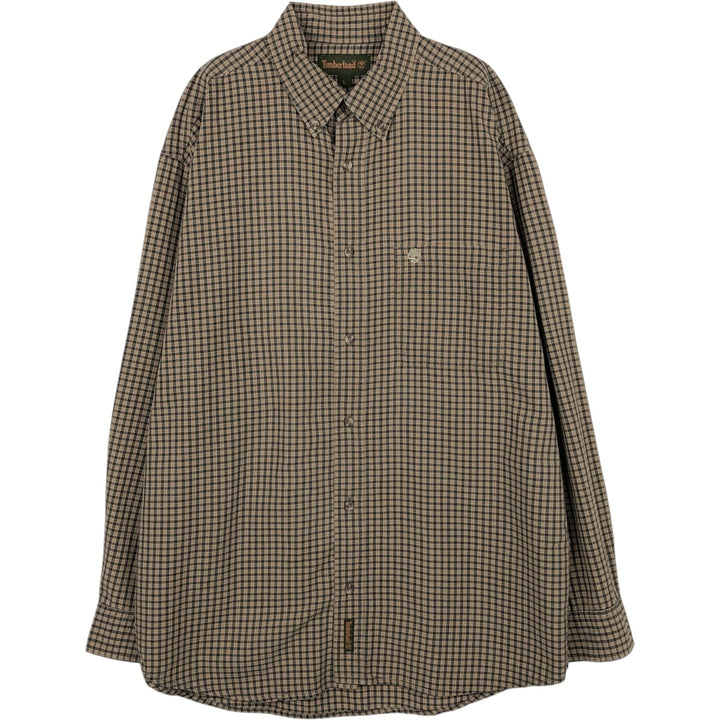 Vintage 90s-00'S Timberland long-sleeved button-down check shirt, men's size L Tencel brick settler Vintage Second Hand
