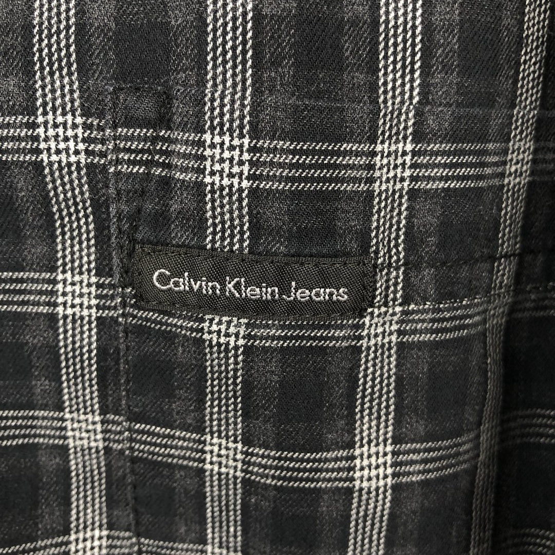 90s-00'S Calvin Klein Jeans Long-Sleeve Cotton Check Shirt, Men's Size L (approx.), Vintage cotton black type Vintage Second Hand