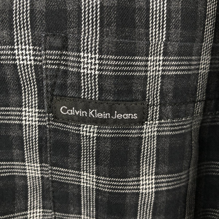 90s-00'S Calvin Klein Jeans Long-Sleeve Cotton Check Shirt, Men's Size L (approx.), Vintage cotton black type Vintage Second Hand