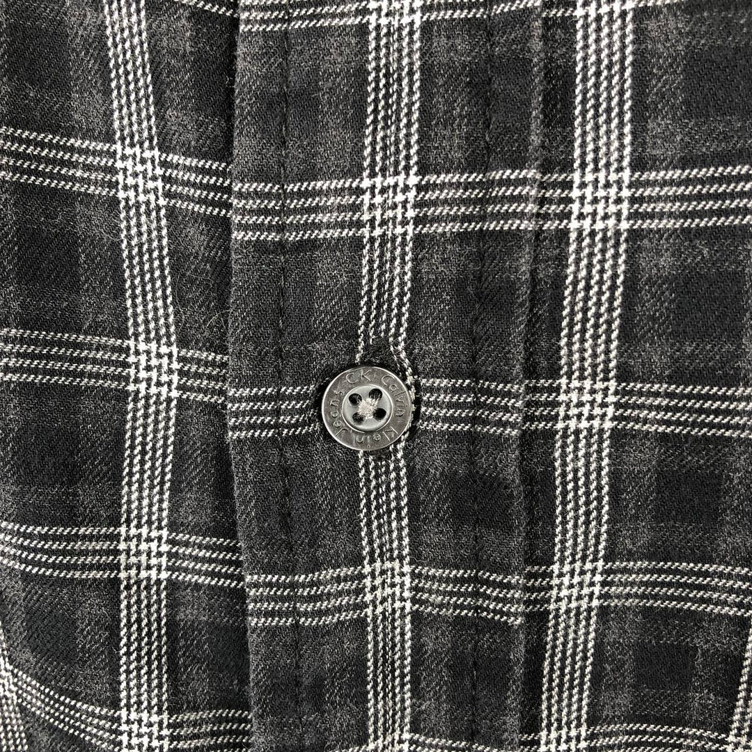 90s-00'S Calvin Klein Jeans Long-Sleeve Cotton Check Shirt, Men's Size L (approx.), Vintage cotton black type Vintage Second Hand