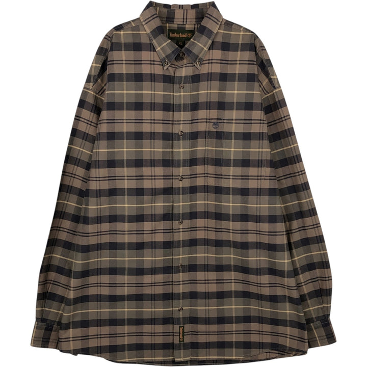 Vintage 90s-00'S Timberland long-sleeved button-down check shirt, men's size XL cotton brick settler Vintage Second Hand