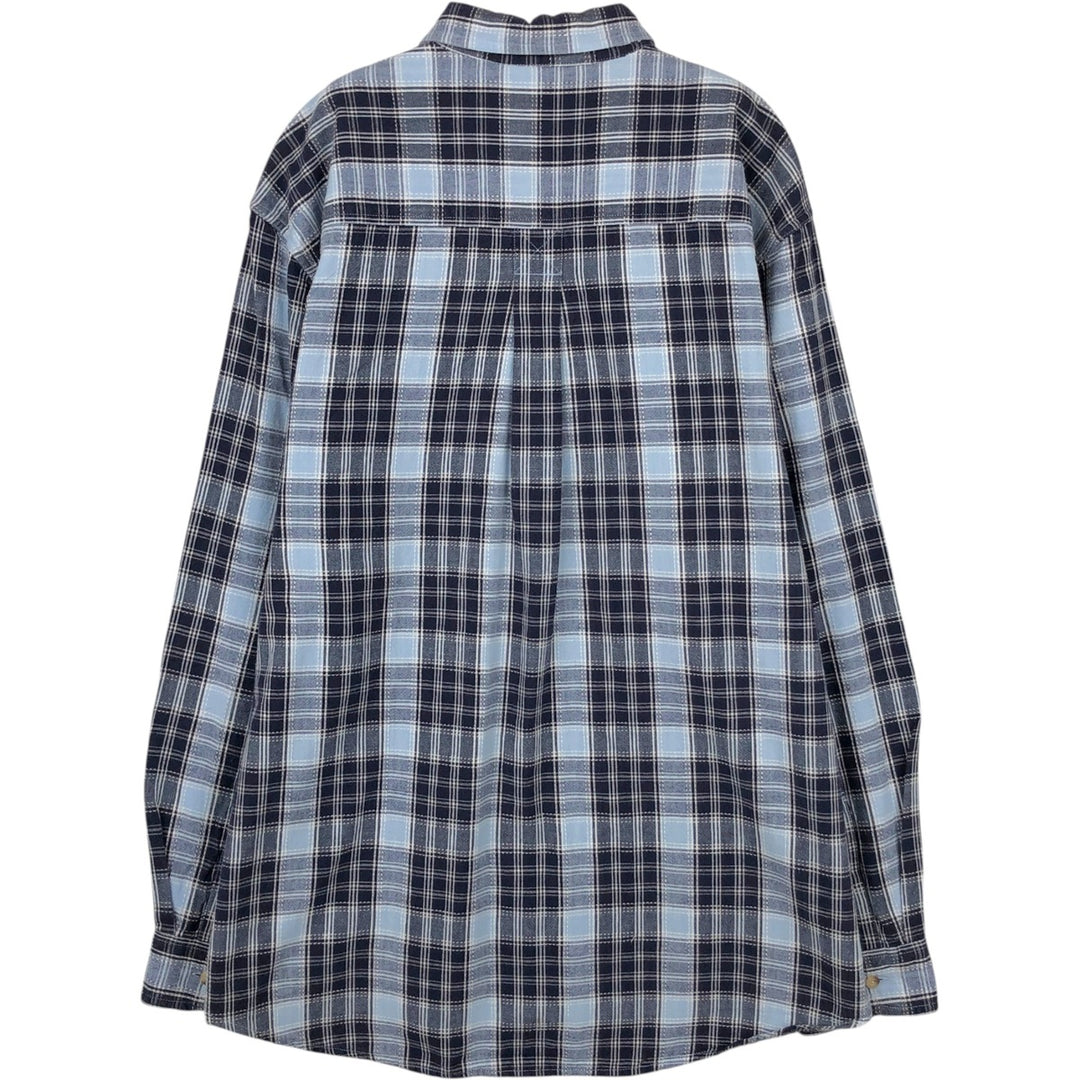 90s-00'S Timberland Long-Sleeve Cotton Check Shirt, Men's Size L (Equivalent), Vintage cotton navy blue type Vintage Second Hand