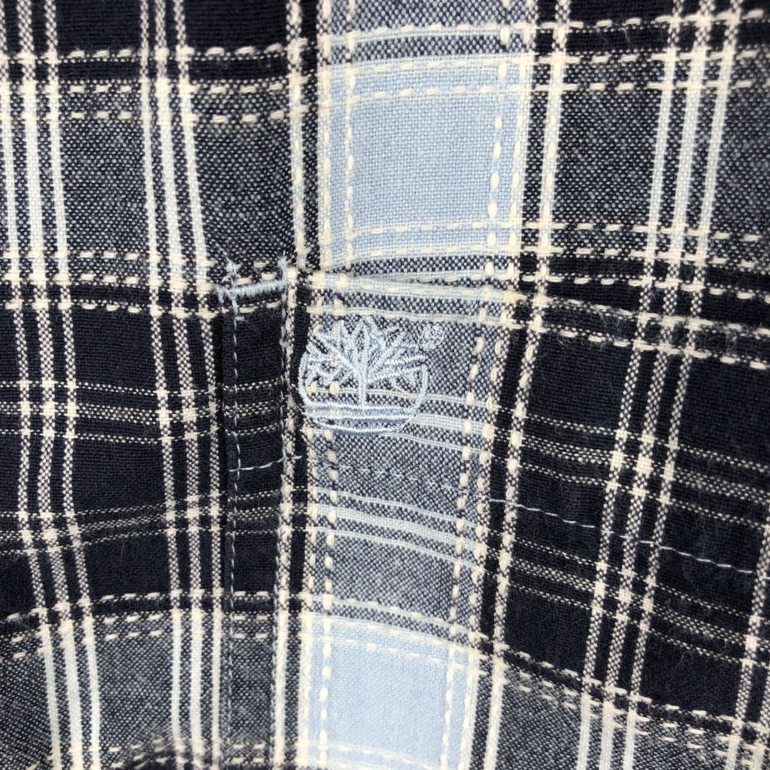 90s-00'S Timberland Long-Sleeve Cotton Check Shirt, Men's Size L (Equivalent), Vintage cotton navy blue type Vintage Second Hand