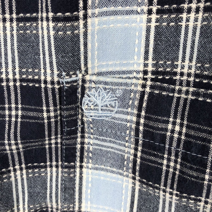 90s-00'S Timberland Long-Sleeve Cotton Check Shirt, Men's Size L (Equivalent), Vintage cotton navy blue type Vintage Second Hand