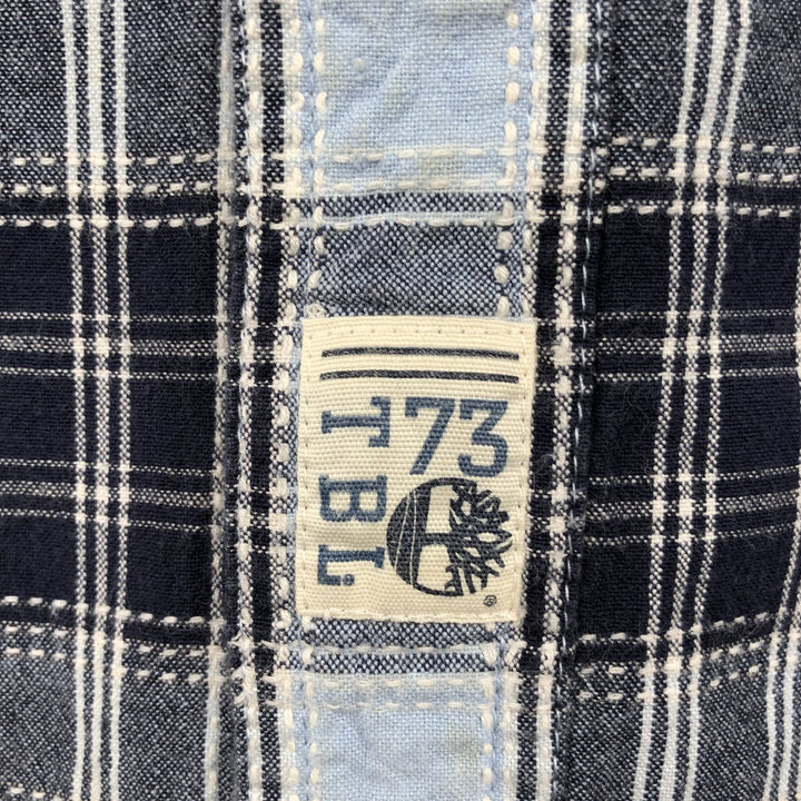 90s-00'S Timberland Long-Sleeve Cotton Check Shirt, Men's Size L (Equivalent), Vintage cotton navy blue type Vintage Second Hand
