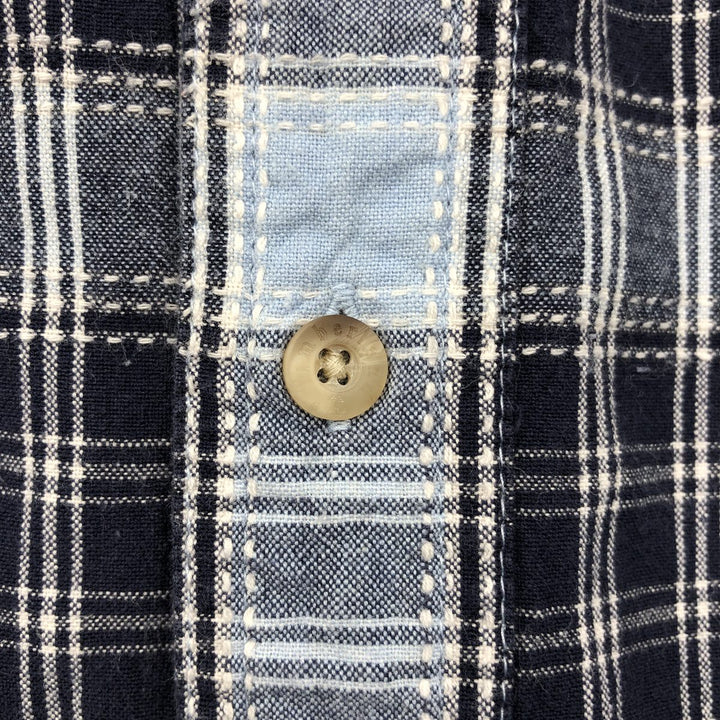 90s-00'S Timberland Long-Sleeve Cotton Check Shirt, Men's Size L (Equivalent), Vintage cotton navy blue type Vintage Second Hand