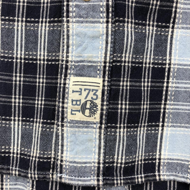 90s-00'S Timberland Long-Sleeve Cotton Check Shirt, Men's Size L (Equivalent), Vintage cotton navy blue type Vintage Second Hand