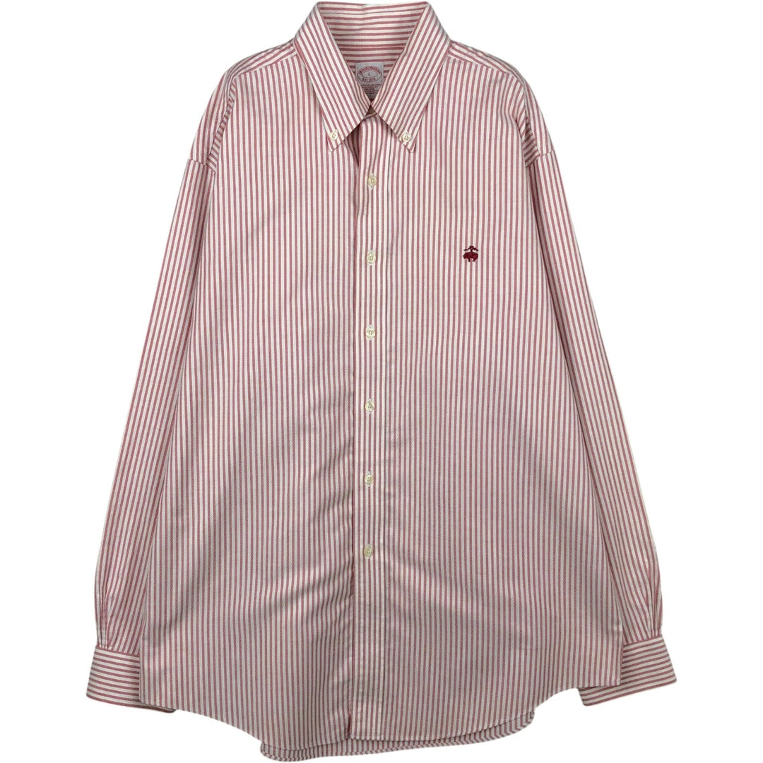 Brooks Brothers Est. 1818 Long Sleeve Button-Down Striped Shirt, Men's Size L Supima Cotton red type Vintage Second Hand
