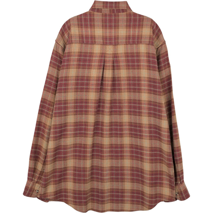 Vintage 90s-00'S Timberland long-sleeved button-down check shirt, men's size M cotton red type Vintage Second Hand