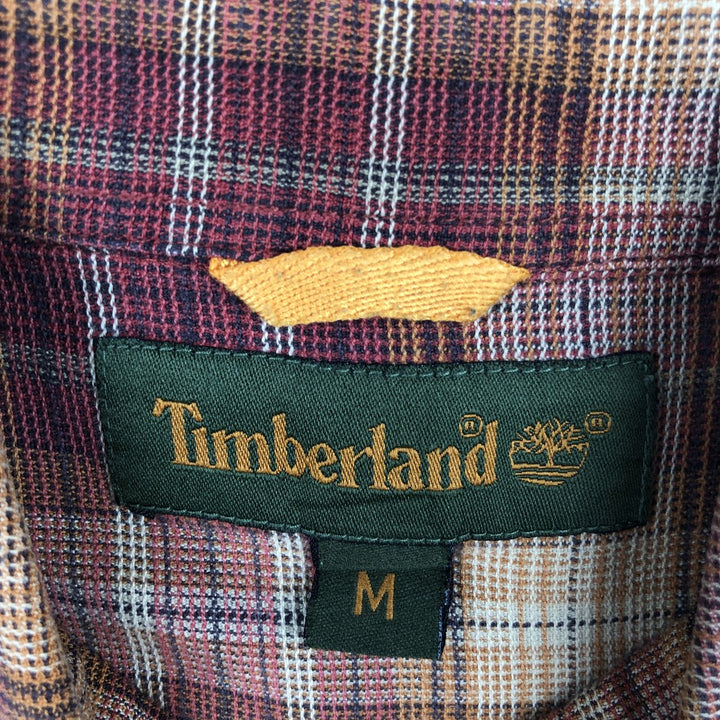 Vintage 90s-00'S Timberland long-sleeved button-down check shirt, men's size M cotton red type Vintage Second Hand