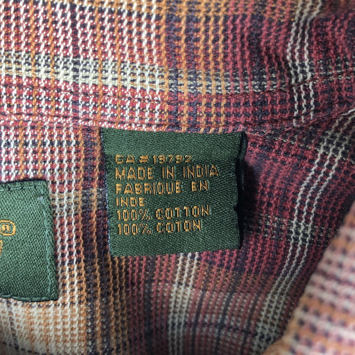 Vintage 90s-00'S Timberland long-sleeved button-down check shirt, men's size M cotton red type Vintage Second Hand