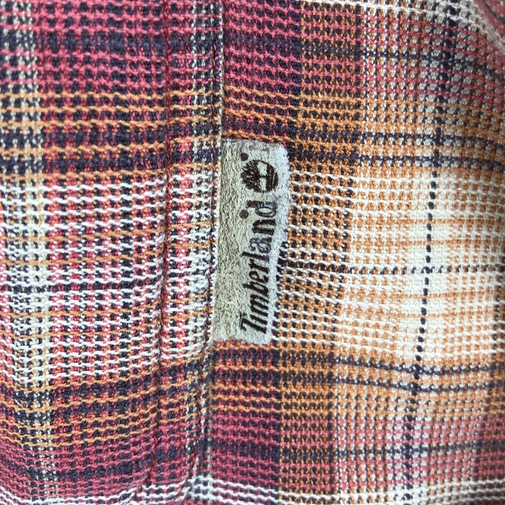 Vintage 90s-00'S Timberland long-sleeved button-down check shirt, men's size M cotton red type Vintage Second Hand