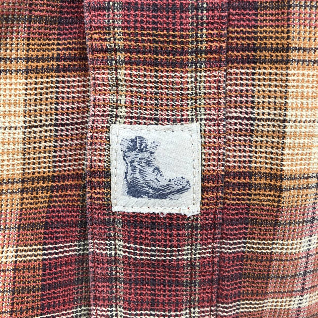 Vintage 90s-00'S Timberland long-sleeved button-down check shirt, men's size M cotton red type Vintage Second Hand