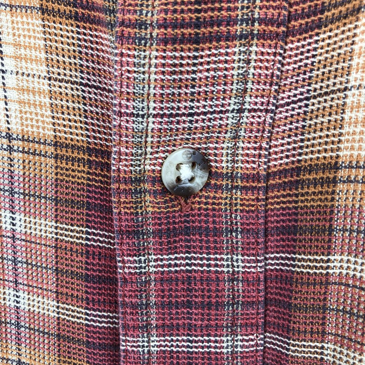 Vintage 90s-00'S Timberland long-sleeved button-down check shirt, men's size M cotton red type Vintage Second Hand